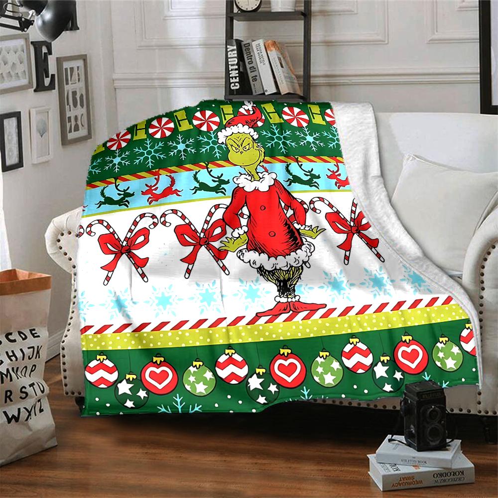 Christmas Grinch Decorations Blanket Soft Throw Blanket For Home Bedroom Bed Sofa Travel Office Solid Christmas Blanket