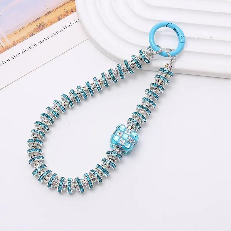 Diamond Pendant Phone Lanyard Universal Lanyard Anti-lost Luxury Diamond-encrusted Wrist Chain Short Pearl Diamond Ring Strap