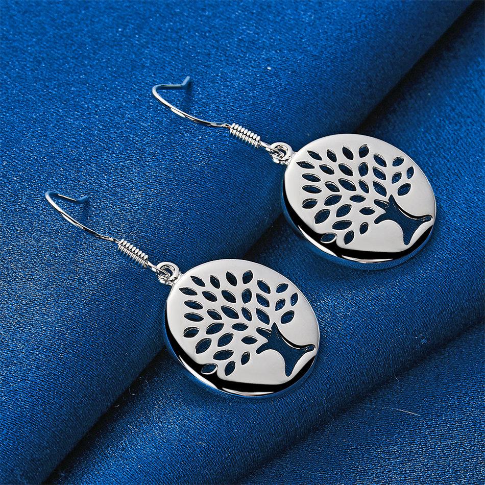 Luxury 925 Sterling Silver Exquisite Openwork Tree Earrings for Women, Fashion Gift Jewelry Wedding Accessories