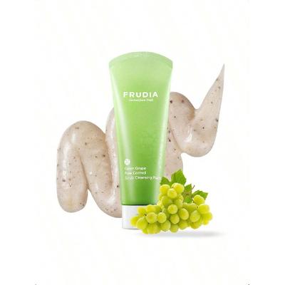 FRUDIA Green Grape Pore Control Face Cleanser Foam 145ml , Daily Facial Cleanser For Exfoliating And Pore Care