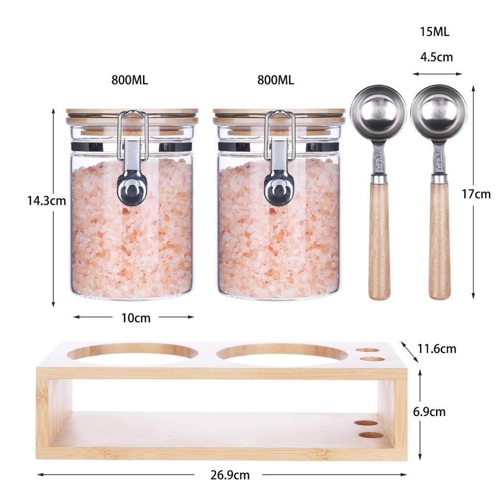 KKC Canister Glass Jar Airtight Container for Coffee Beans/Ground 250g, Coffee, Sugar, Salt, Etc. Popular Airtight Storage Container, Snow Peak, Set O