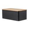 Square Black Bamboo & Carbon Steel Bread Box (2-Pack)