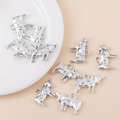 20pcs Antique Silvery COW FARM YARD 3D Bead Charms Alloy Pendants Fit Bracelet Jewelry Making