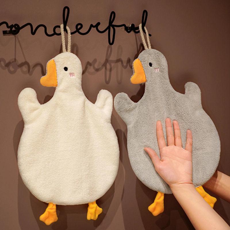 Super Absorbent Children's Goose Cartoon Coral Fleece Hand Towel