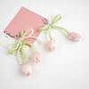 Versatile Tulip Pearl & Purple Heart Keychain with Pink Ribbon Bow