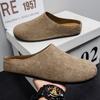 Men's Slippers New Retro Solid Color Flat Bottom Women's Slingback Shoes Closed Toe Round Toe Suede Clogs Sandals Autumn