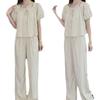 Ladylike Temperament Chiffon Shirt Suit Summer Goddess Style Casual Fashion Age-reducing Wide-leg Pants Two-piece Set