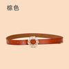 Ladies Belt With Crystal Diamond Square Buckle Decorative Belt Women'S Leather Smooth Buckle Belt
