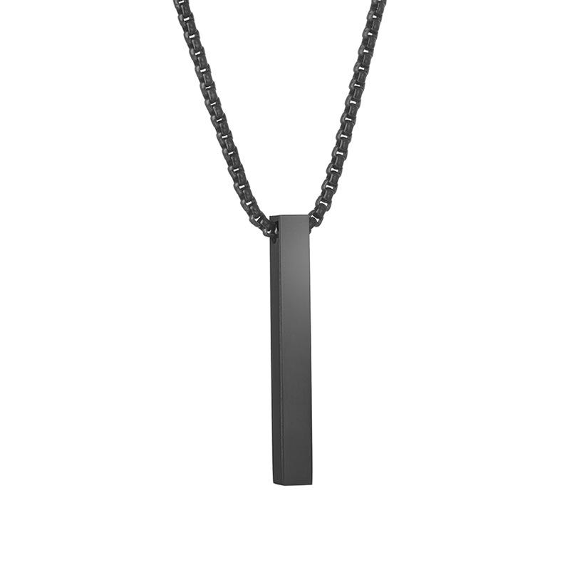 Custom Engraved Minimalist Cylinder Bar Necklace in Stainless Steel