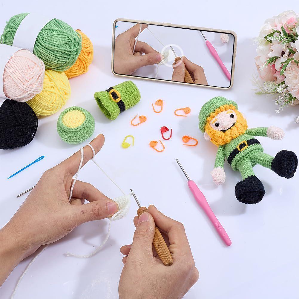 DIY Crochet Kit for Beginners, Complete Hand Knitting Supplies with Tools & Tutorial, Creative Doll Making Craft Set for Home Decor Gift