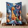 VIKAMA Cute Jurassic Dinosaur Fleece Blanket,3D Stuffed Look Print Toddler Bed Cover,Kids Room Decor All Season Nap Throw