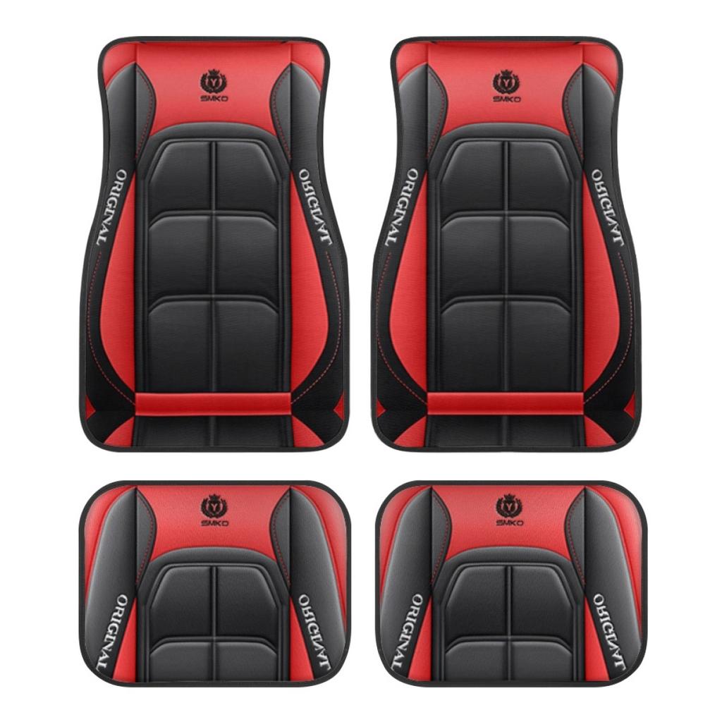 4pcs Elegant Car Floor Mats - Non-Slip, Easy-Clean Polyester All-Season Floor Mats Universal Car Carpet Interior Accessories