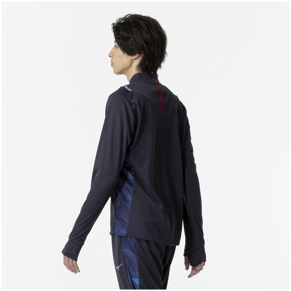 Training Wear Dry Aeroflow Half Zip Shirt Long Sleeve Highly Breathable 32MAA554 Deep Navy S [Mizuno] Men's