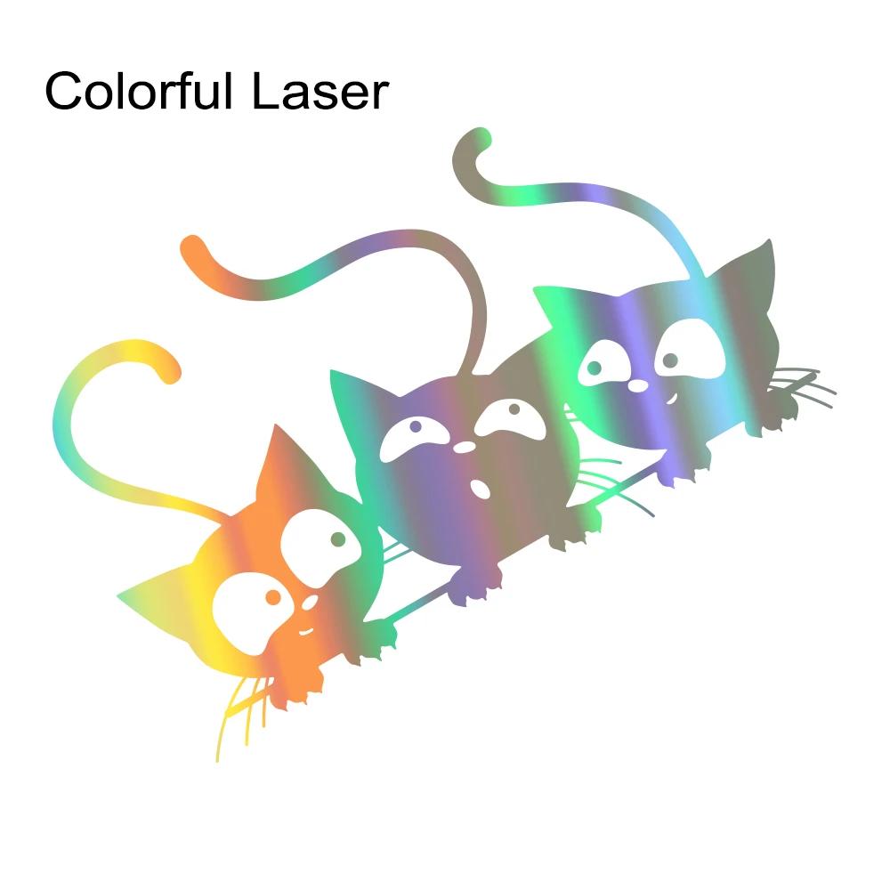 Creative&Funny Car Sticker Three Cute Cats Cartoon Vinyl Decal For Car Body Window Side Door DIY Decoration Sticker Accessories