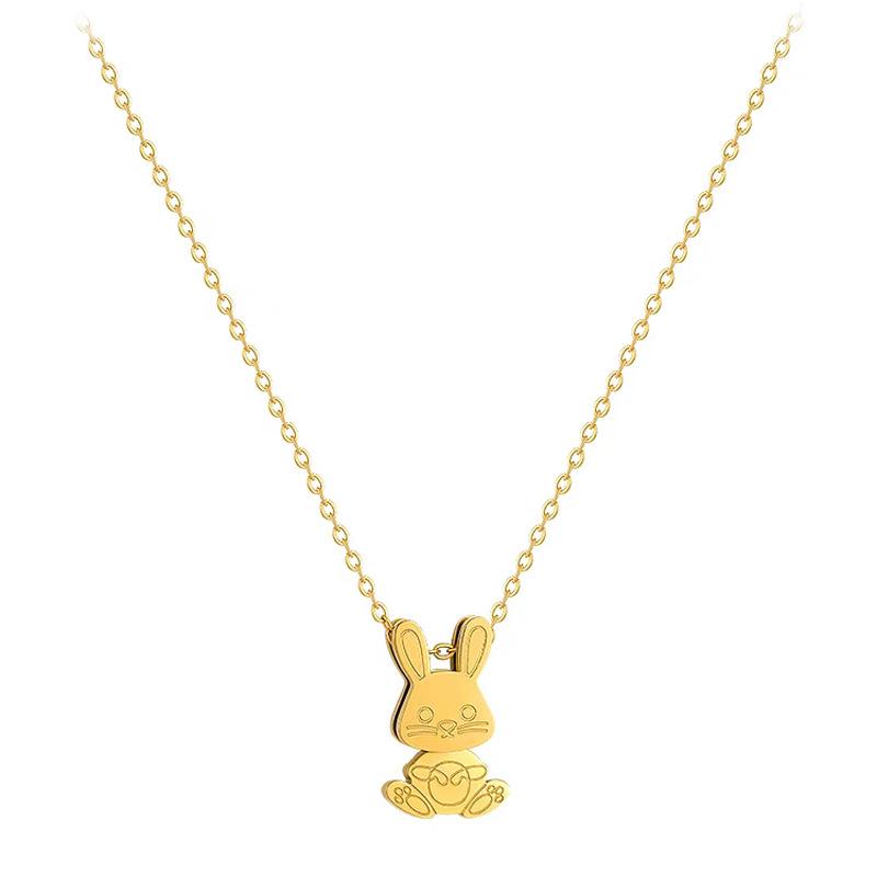 Titanium Steel Rabbit Cold Personality Minimalist Furnace Real Gold Necklace Female Collarbone Chain