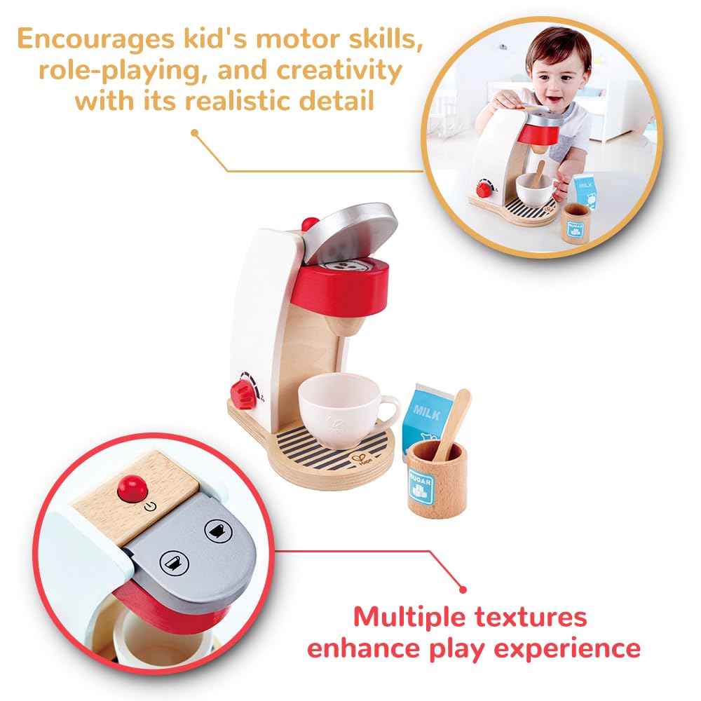 Hape Pretend Coffee Machine X X Cm Ages 3 and Up Wooden Pretend Toy E3146 17.5 19.6 10.6