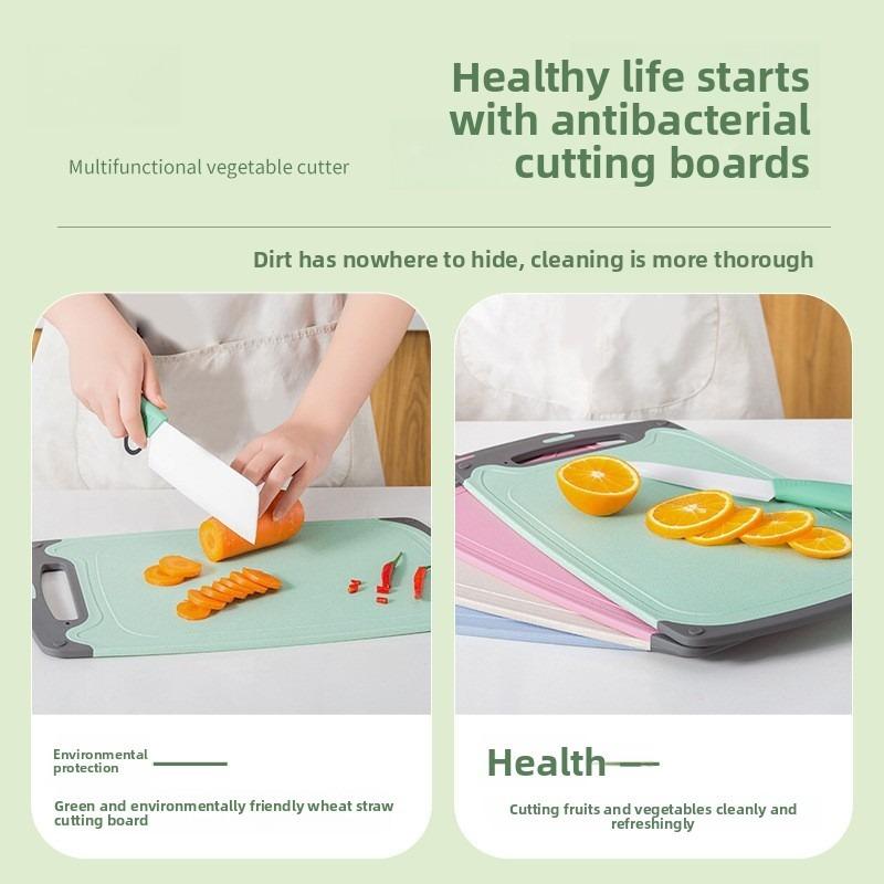 Wheat Straw Cutting Board Vegetable Meat Chopping Board Hanging Hole Spilover Prevention Kitchen Accessory