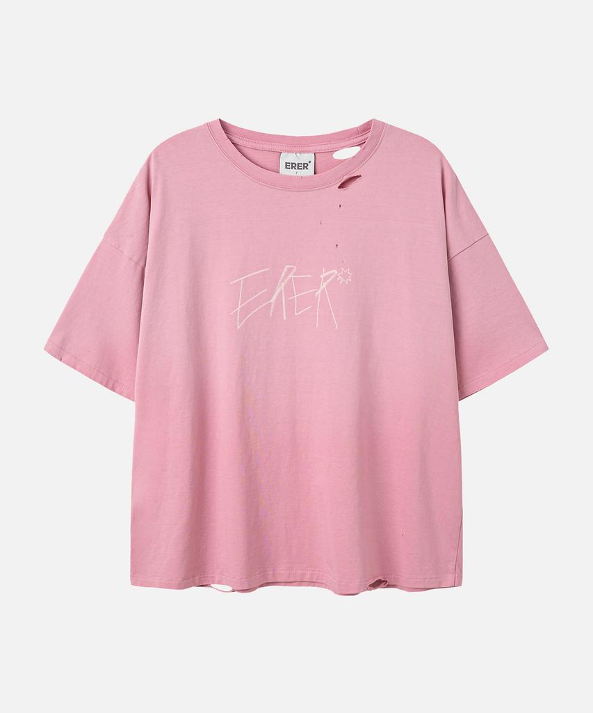 ERER Oversized Scribble Graphic T-Shirt Pink