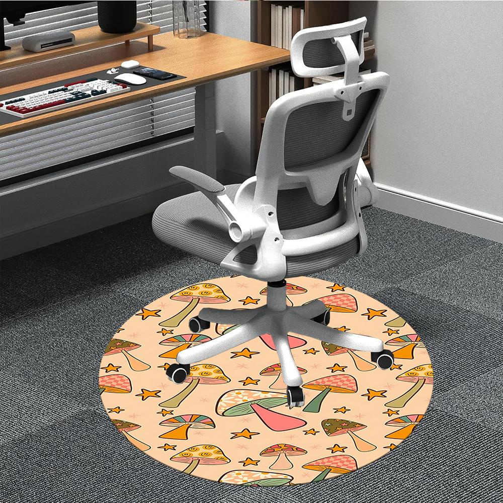 

1pcMushroom Pattern Office Round Area Rug, Indoor Mat Suitable ForOffice, Under Office Chairs Bedroom Living Room Home Decor, Room Deco 079 80cm by 80cm