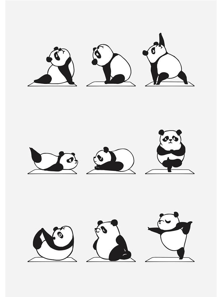 Modern Funny Cute Bulldog Cat Panda Yoga Gesture Poster And Print Canvas Painting Animal Nordic Wall Art Nursery Kidroom Decor