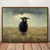 Stylish Black Sheep Canvas Art Print, Retro Farmhouse Decor, Unframed Wall Poster, Perfect for Living Room and Bedroom