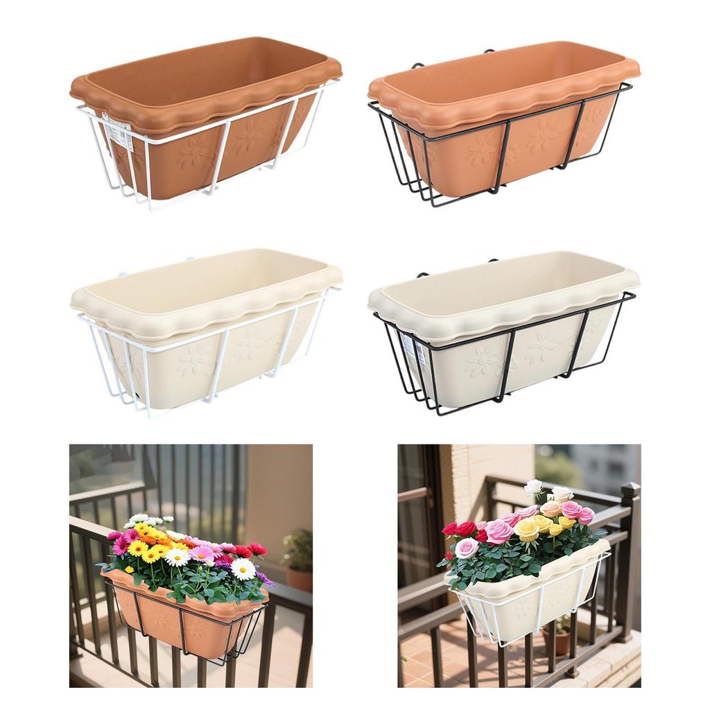 Balkonggeländer Pflanzgefäß Blumentopf Deck Fensterkasten Harz für Hof Garten Zaun Veranda
