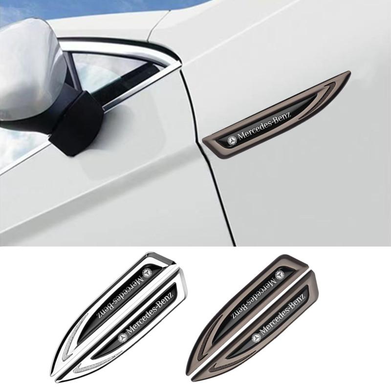 CSC1 2PCS 3D Metal Styling Car Body Fender Emblem Sticker For Mercedes Benz B/C/E/S Class A Class C200L GLC GLK Accessories