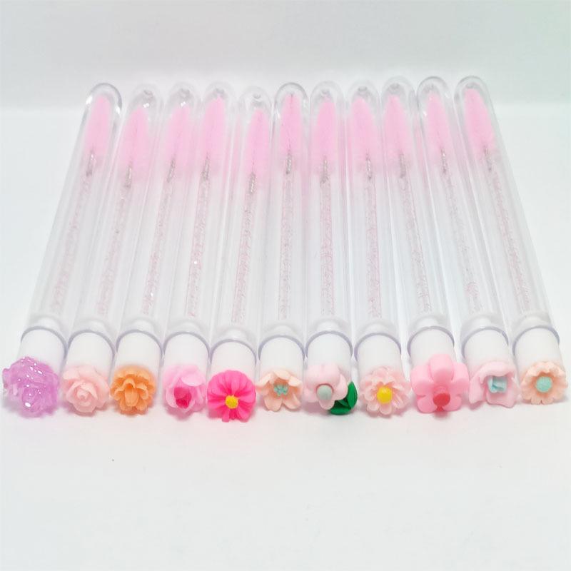 Disposable Flower Series Eyelash Brush with Transparent Test Tube Packaging