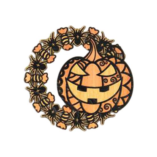 Halloween Door Sign Skeleton Ghost Cat Pumpkin Wooden Welcome Sign