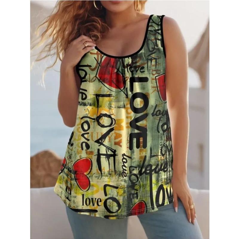 Summer Women's Sleeveless Vest Creative Color Printing Comfortable Soft Fashionable Versatile Vest