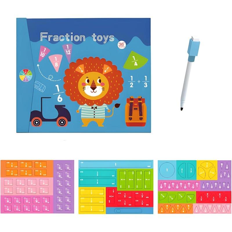 

Magnetic Fraction Demonstration Book for Kids Learning, Math Manipulatives Set with Fraction Tiles & Magnets,Teaching Aid for Classroom Homeschool style C