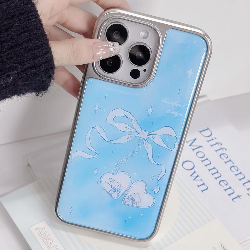 Electroplated Silver Edge Drip Glue Case for iPhone 13/14/15 Pro Max & Huawei P70 Pro