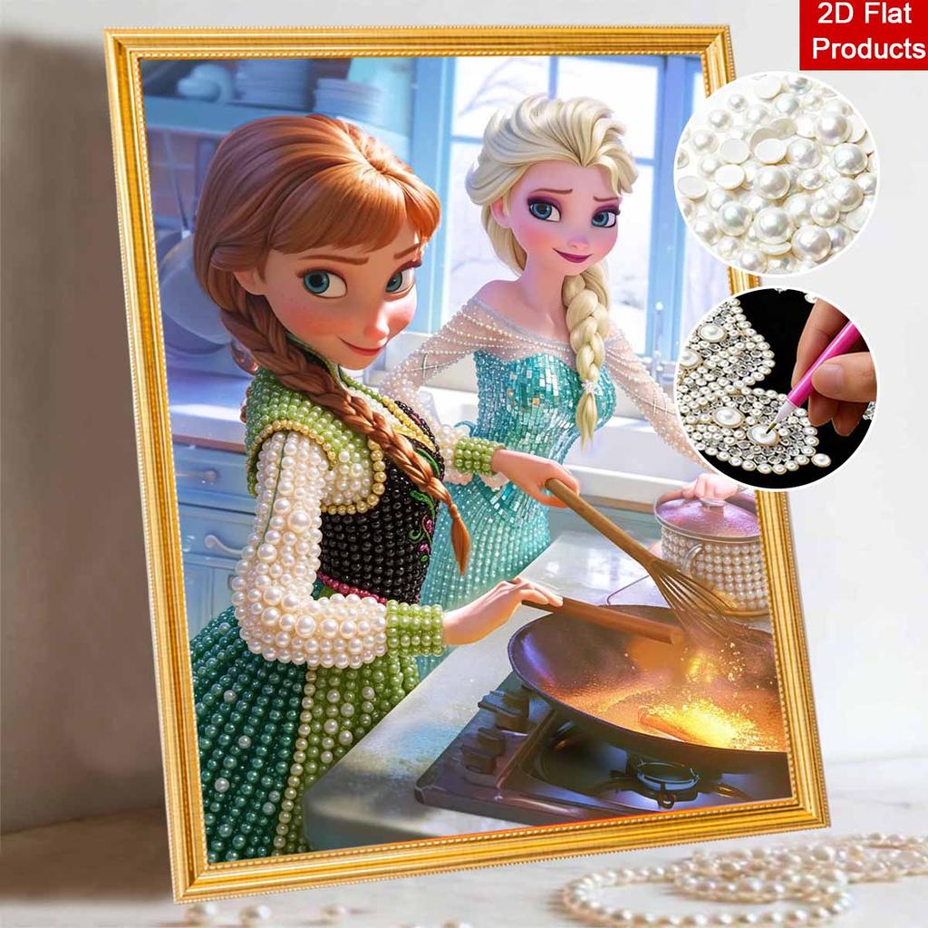 Disney Pearl Painting Anna and Elsa DIY Pearl Painting Gem Art Pearl Dot Painting Picture Crafts Adult Beginner Gifts Home Decor