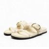 2025 New Fashion Metal Belt Buckle Thick Bottom Slippers Flat Bottom Sandals for Women