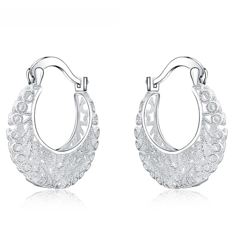 Nieuwe Trend 925 Sterling Zilver Fijne Holle Ronde Creolen Voor Mode Vrouwen Charme Feest Sieraden Cadeau Punk Oorbellen