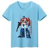 T-shirt per bambini in puro cotone con stampa cartone animato Optimus Prime dei Transformers, nuovo stile estate 2026, maglietta top per genitori e figli