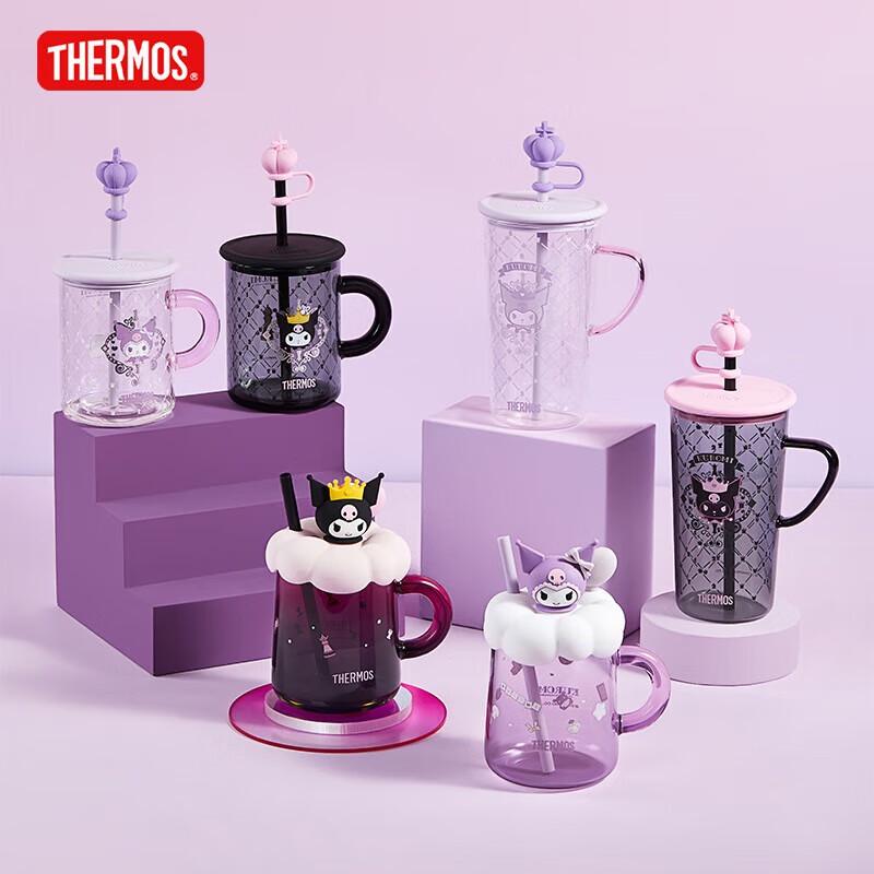 THERMOS Стеклянный стакан с трубочкой, коллаборация с Kuromi