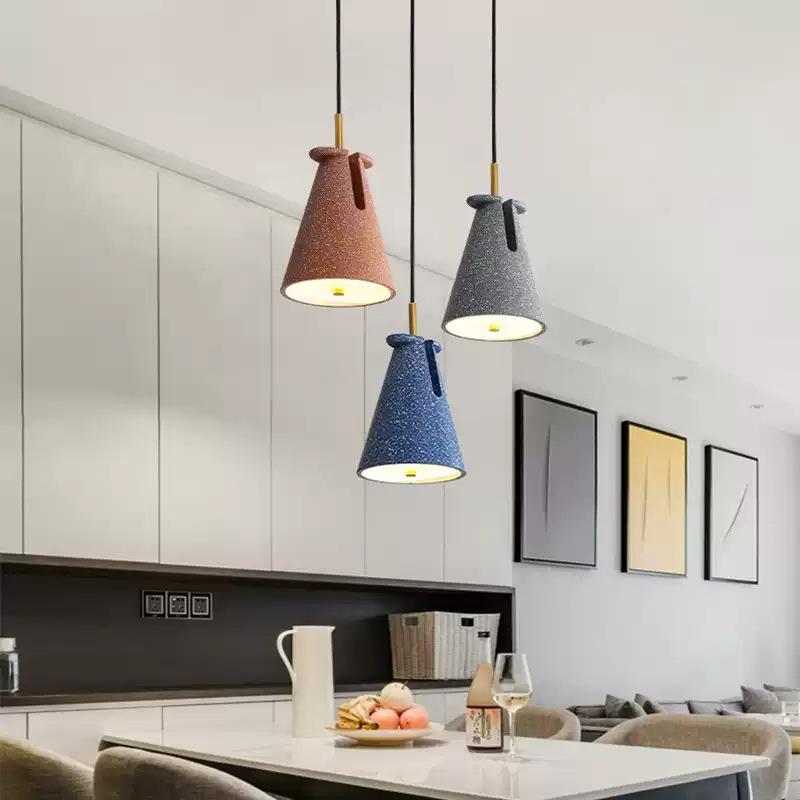 Nordic Minimalist Chandelier Creative Iron Art Stone Lamp Bedroom Living Room Restaurant Lamps Hotel Cafe LED Lightings Fixtures