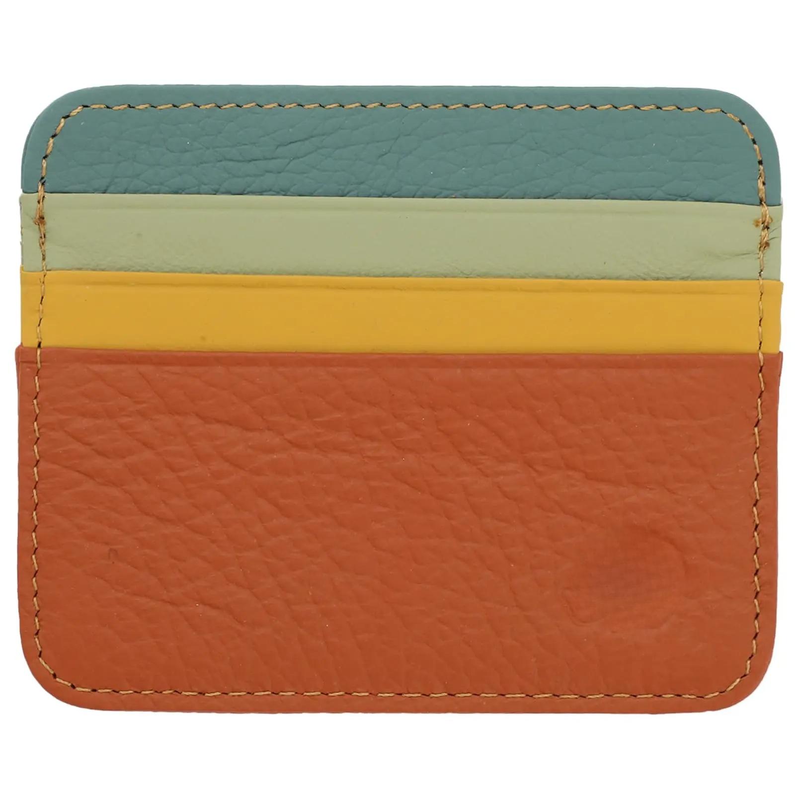 

Genuine Leather Card Holder Thin Wallet for ID / Bank / Credit Cards Compact Cash, 6 Card Slots Small Business Card Holder