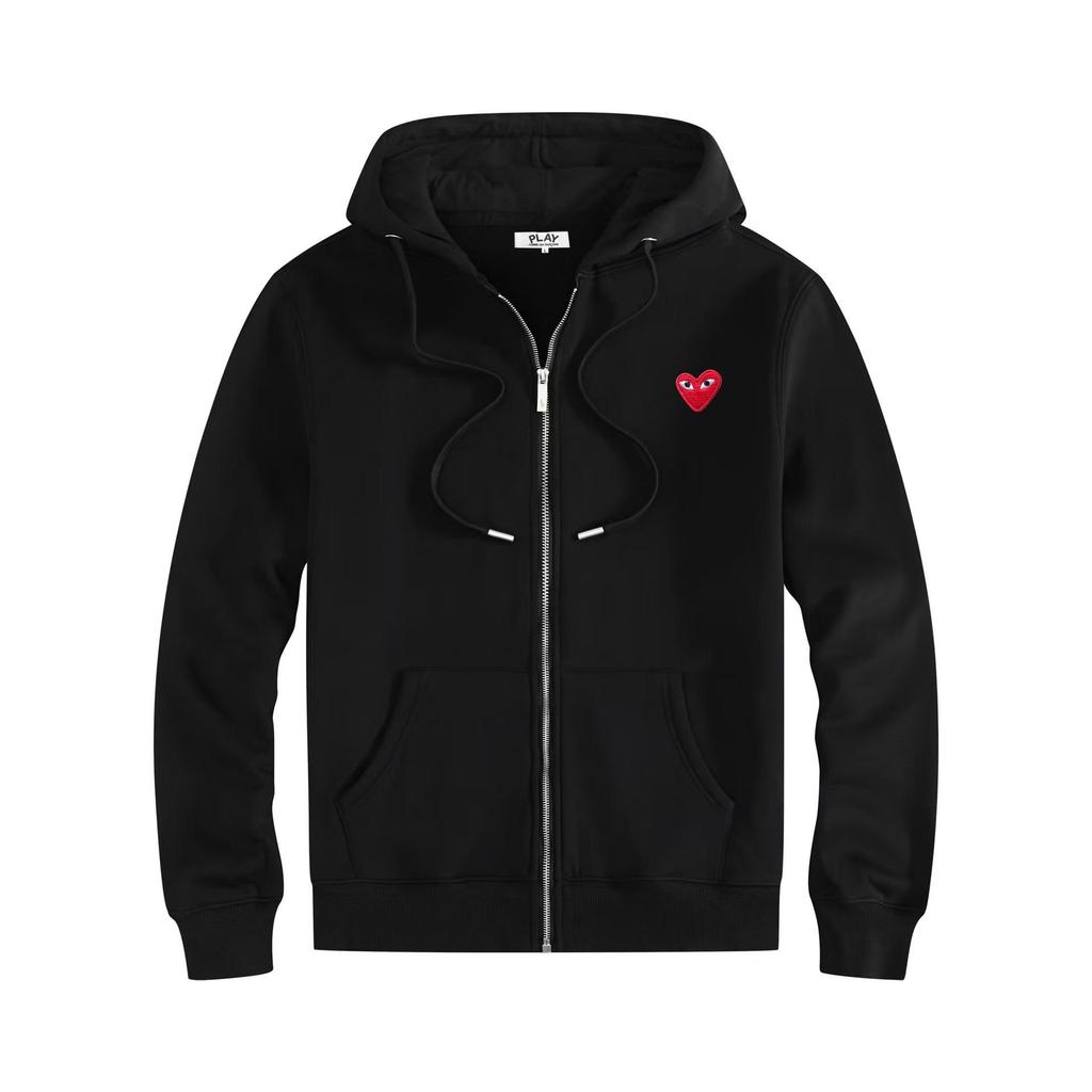 HEYPLAY Peach Heart Japanese Streetwear Unisex Hooded Zip-Up Sweatshirt