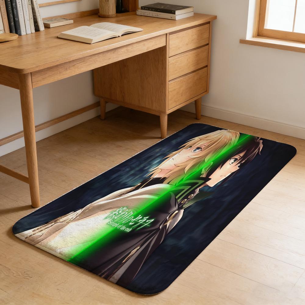 anime S-Seraph of the End Floor Mat Flannel Door Mat Non-Slip Absorbent Washable Indoor Home Rug