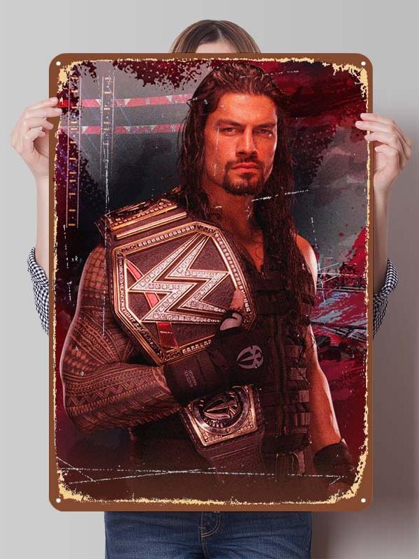Roman Reigns Metallschilder Wrestler Poster Dekoration Schlafzimmer Anpassbare Blechschilder für Man Cave Wandkunst Dekoration Retro Zimmer