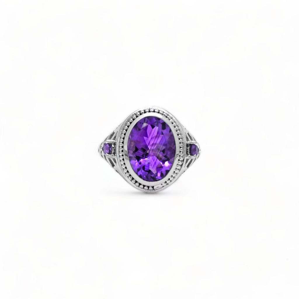 Amethyst Ring: Sterling Silver Boho Gemstone Jewelry - February Birthstone