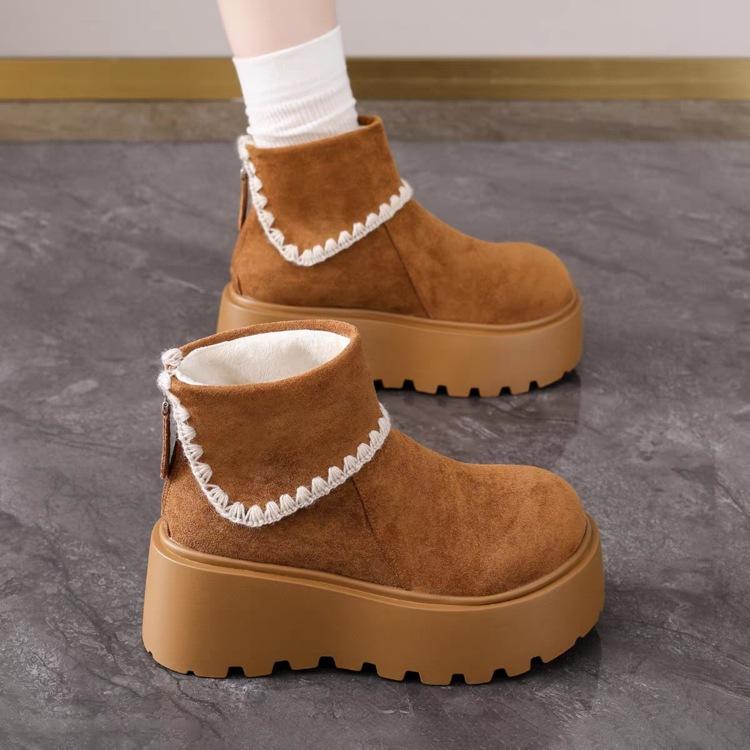 Super fire lace Martin boots women's 2025 new autumn and winter retro versatile small muffin bottom heightening short boots