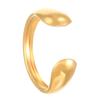 LATS Elegant Stainless Steel Big Bloom Flower Rings for Women 18K Gold-plated Open Rings Finger Jewelry Wedding Her Gift Punk