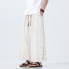 2025 Men Baggy Cotton Linen Pants Men Casual Wide Leg Oversize Jogger Trousers Men Vintage Drawstring Pants Male Skirt Pants