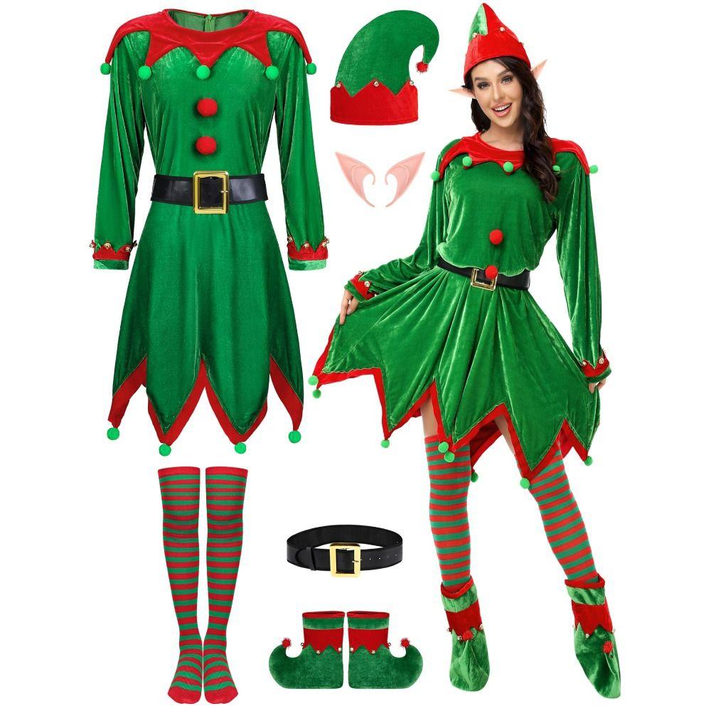 6er-Pack Weihnachts-Cosplay-Kleidung Samt Familien-Partner-Outfits Mädchen Kostüm Feiertagsveranstaltung
