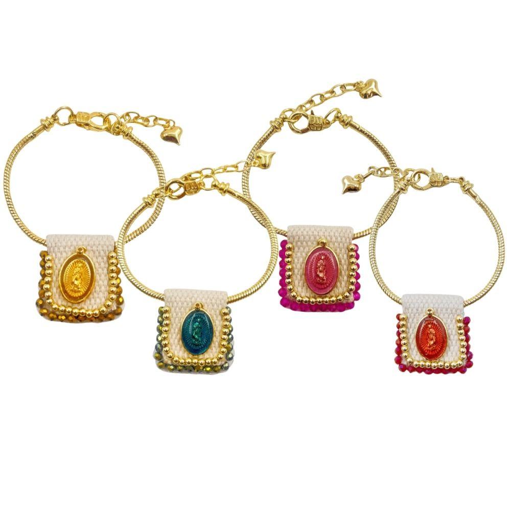 Woven Square Metal Bracelet Exquisite Gold Hand Rope Fashion Fabric Vintage Braclet  Gift
