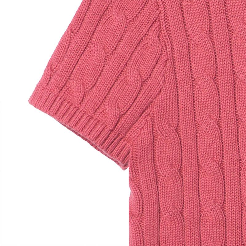 Polo Ralph Lauren Sweater Ss25 Cable Knit Cotton Slim Fit Short Sleeve Kids Tops Rose-Pink 313945437-007