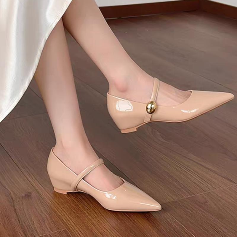 Fashion Fashionable simple hot selling Single Shoes Women's Autumn New Vintage Pointed Toe Shallow Mouth One Strap Low Heel Shoes